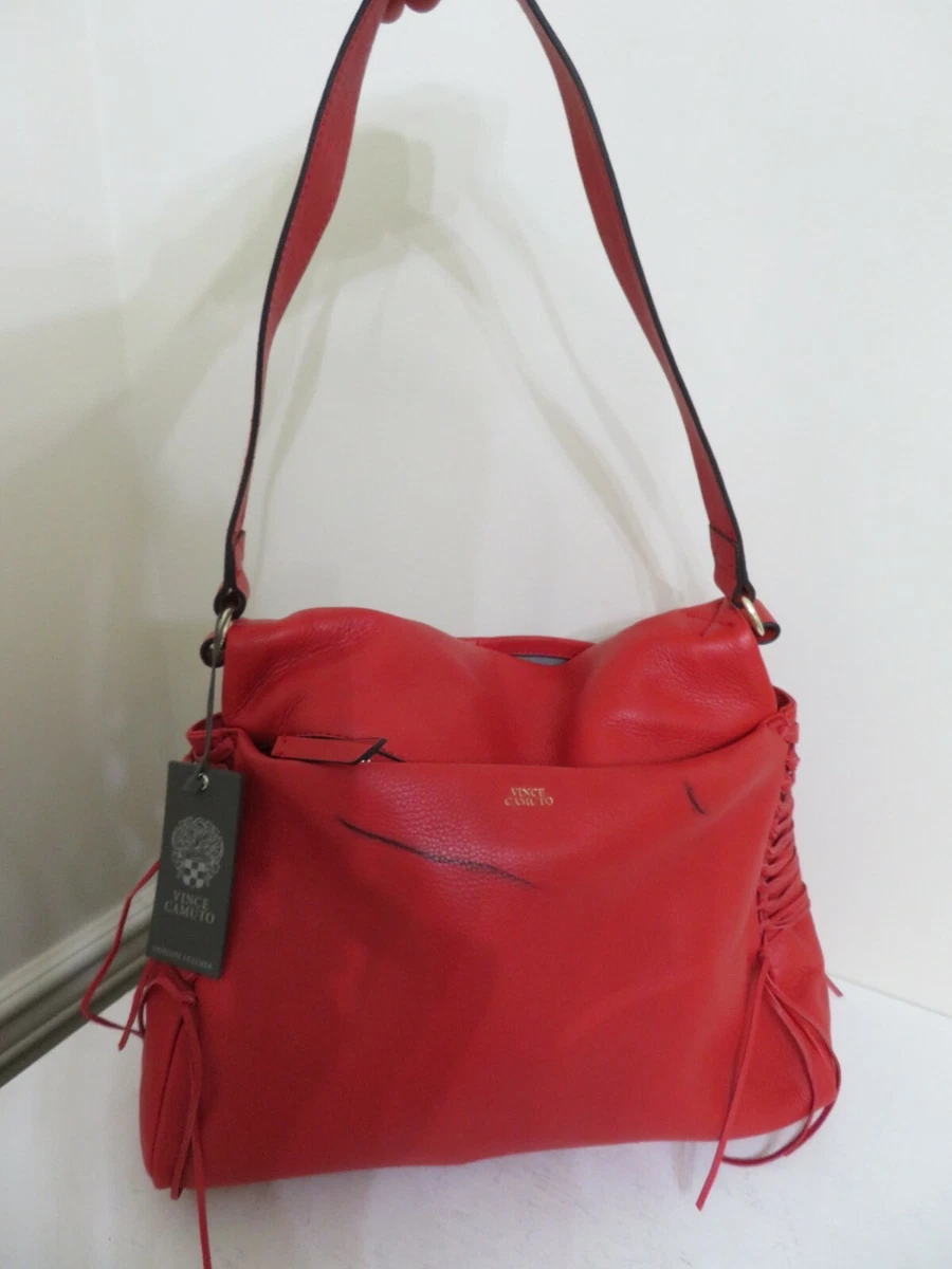 Vince Camuto Jayde Shoulder Bag Purse Leather Tassels RED AS IS eBay