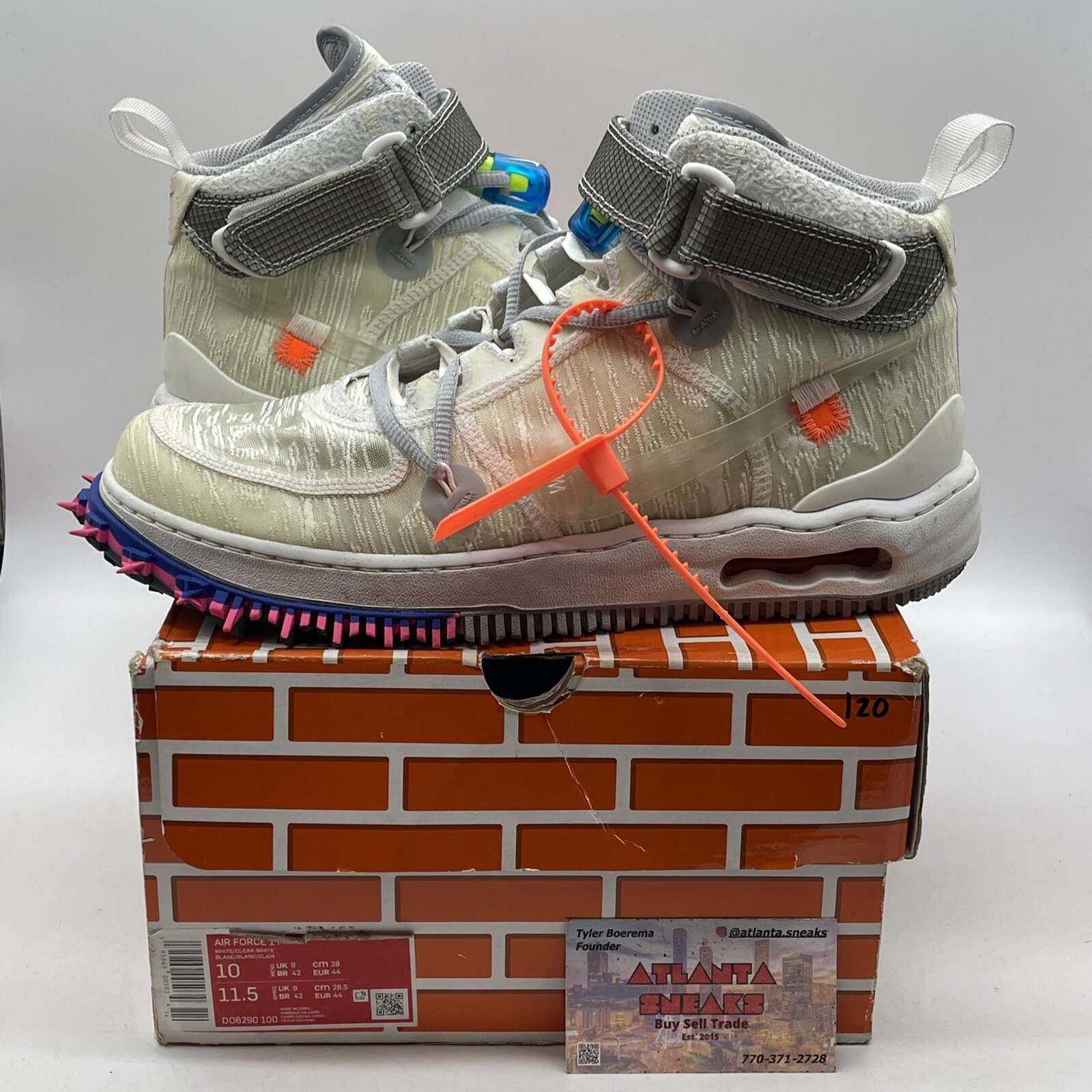 OFF WHITE X NIKE Taglia 10 Nike Air Force 1 x Off White Bianco 2022 Grigio Scamosciato (DO6290 100)