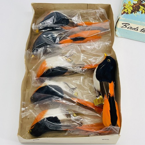 VINTAGE HONG KONG BIRDS OF THE WORLD 6 ORNAMENTI ARTIFICIALI PIUMATI - Foto 9 di 19