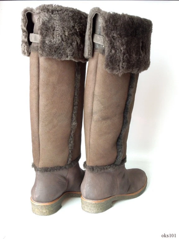 Diane von Furstenberg marrón TODO piel de oveja OTK TALL botas 'Adele' nuevas $675 - mejores Foto 4 de 4