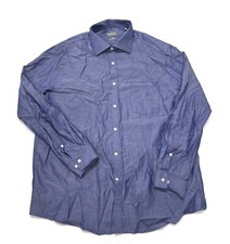 Michael Kors Button Up Shirt Mens XL 17 17.5 34 35 Blue Long Sleeve Casual