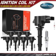 8x Black Ignition Coil & 8x Iridium Spark Plug Kit for Mercedes-Benz CL550 ML550