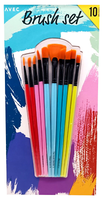 Pinselset 10 Pinsel Rundpinsel Flachpinsel Brush Wasserfarben Acryl ÖL Aquarell