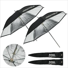2 PACK - 24" Silver/Black Reflector Studio Umbrella for Photography, Metal Parts