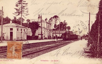 CPA 50 ca. St Lo Granville VILLEDIEU La Gare Zug Lokomotive. geschrieben 1931