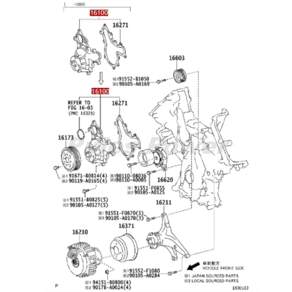 1610039495 Dayco Engine Water Pump OEM For Toyota Land Cruiser LEXUS LX570 5.7L - Image 2 of 3