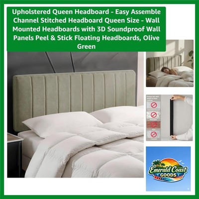 Eco-Friendly Queen Headboard with Soundproof Panels - Easy Assembly & Stylish