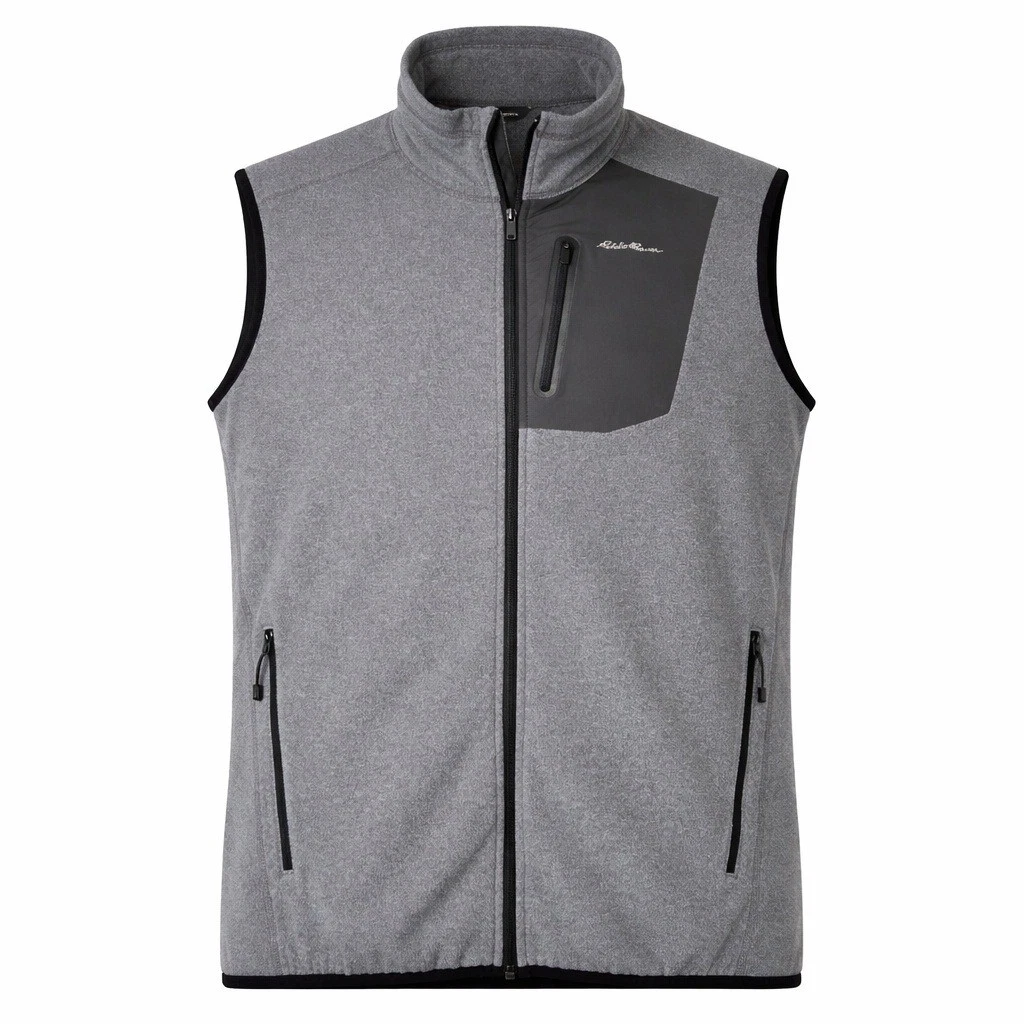 Eddie Bauer Mens Full Zip Fleece Vest Gray Size L Tall Gorpcore Outdoors Utility