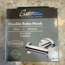 Gatco 4635A Glam Double Robe Hook Chrome Towel Bathroom Closet Shower Holder