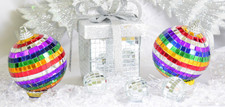 Multi-Color Cut Glass Mirror Disco Ball Christmas Ornaments