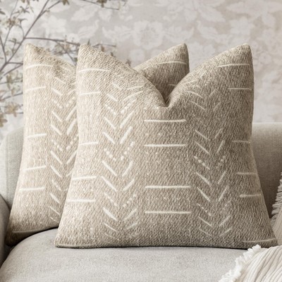 Home Décor Decorative Boho Accent Chenille Throw Pillow Covers Textured Neu