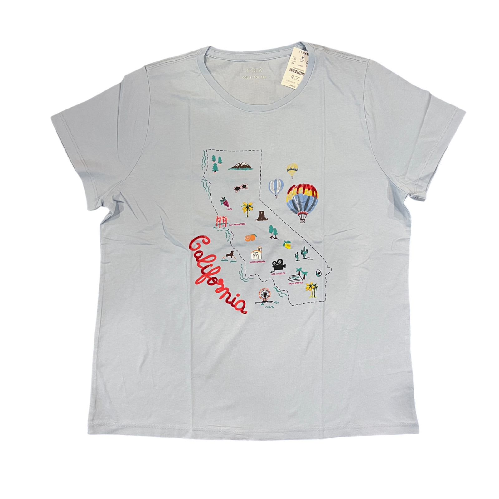 NWT J. Crew Light Blue California Graphic Tee - SIZE XL