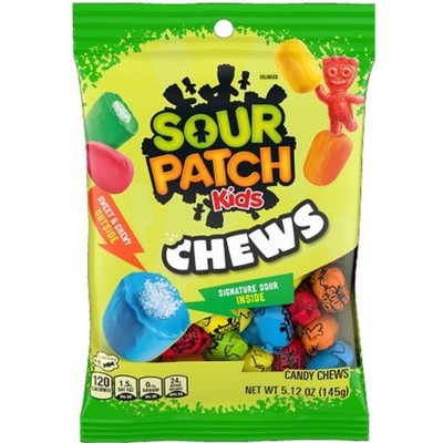 6x Sour Patch Kids Chews Peg Bag Share Size Chews Original 5.12oz