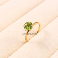 Peridot Ring, August Birthstone, Solitaire Ring, 925 Sterling Silver, Prong Ring