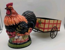 Tracy Porter Stonehouse Farm Collection Ceramic Rooster Chicken Pulling Wagon
