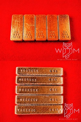  ''Premium'' Quality Copper Ingot Bars Hand Poured Approx 16+ ounces Stamped