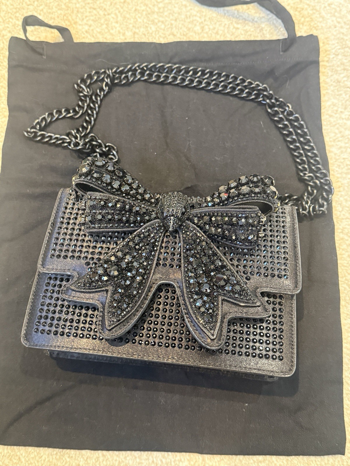 Kurt Geiger Bow Shoreditch Bag Black Satin RRP £299 image 5