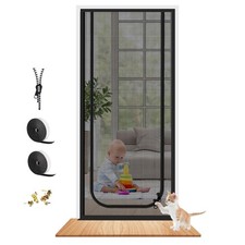Pet Screen Door Thickened Cat Resistant Mesh Zipper Fits Up To 35x80 Inch