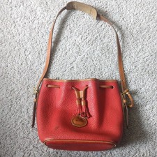 Dooney Bourke Vintage Red Pebble Grain Leather Bucket Bag
