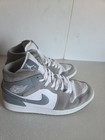 NIKE AIR JORDAN 1 MID WOLF GREY MEN SHOES SIZE 9 LEATHER