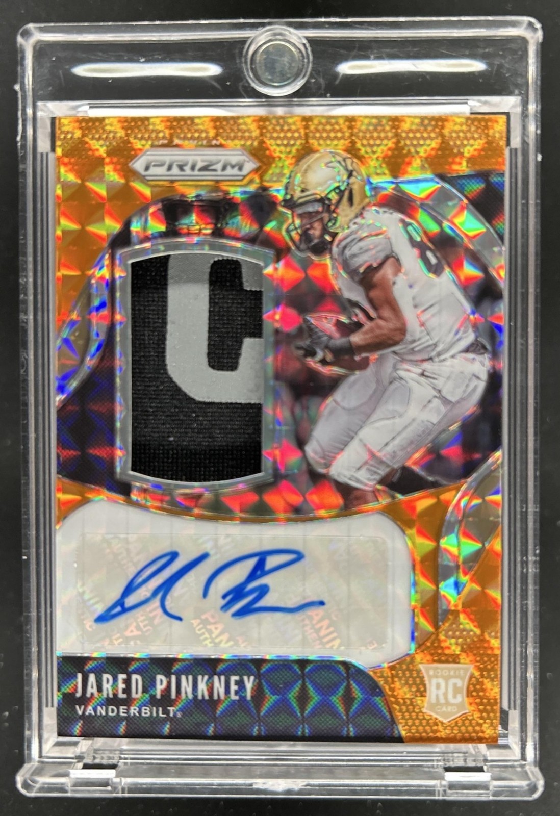 Jared Pinkney Panini Chronicles Draft Picks Spectra Patch Autographs #13 Neon Orange