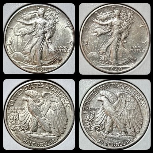 🔥 1940-P,S 2 Silver Walking Liberty Halves, 90% Silver, AU+++.