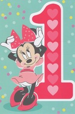 Minnie Mouse 1st Birthday Card Blue A5 Size Made in USA with Envelope