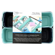 5-Piece Flexible Plastic Drawer Organizer Storage Bin Set Kitchen Drawer Desk