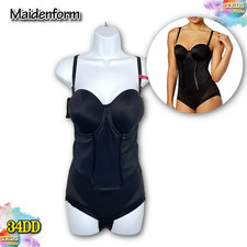 NWT Maidenform 34DD Firm Tummy-Control Easy Up Strapless Bodysuit FL1256 Black