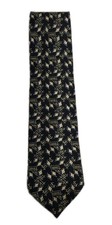 Neck Tie 100% Silk Made in USA Men WOODWARD Black Gold Blue