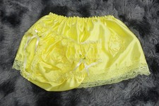 A277 2XL/ElasticW.24-42" Vintage Style Yellow Satin Bikini Panties Half Slip