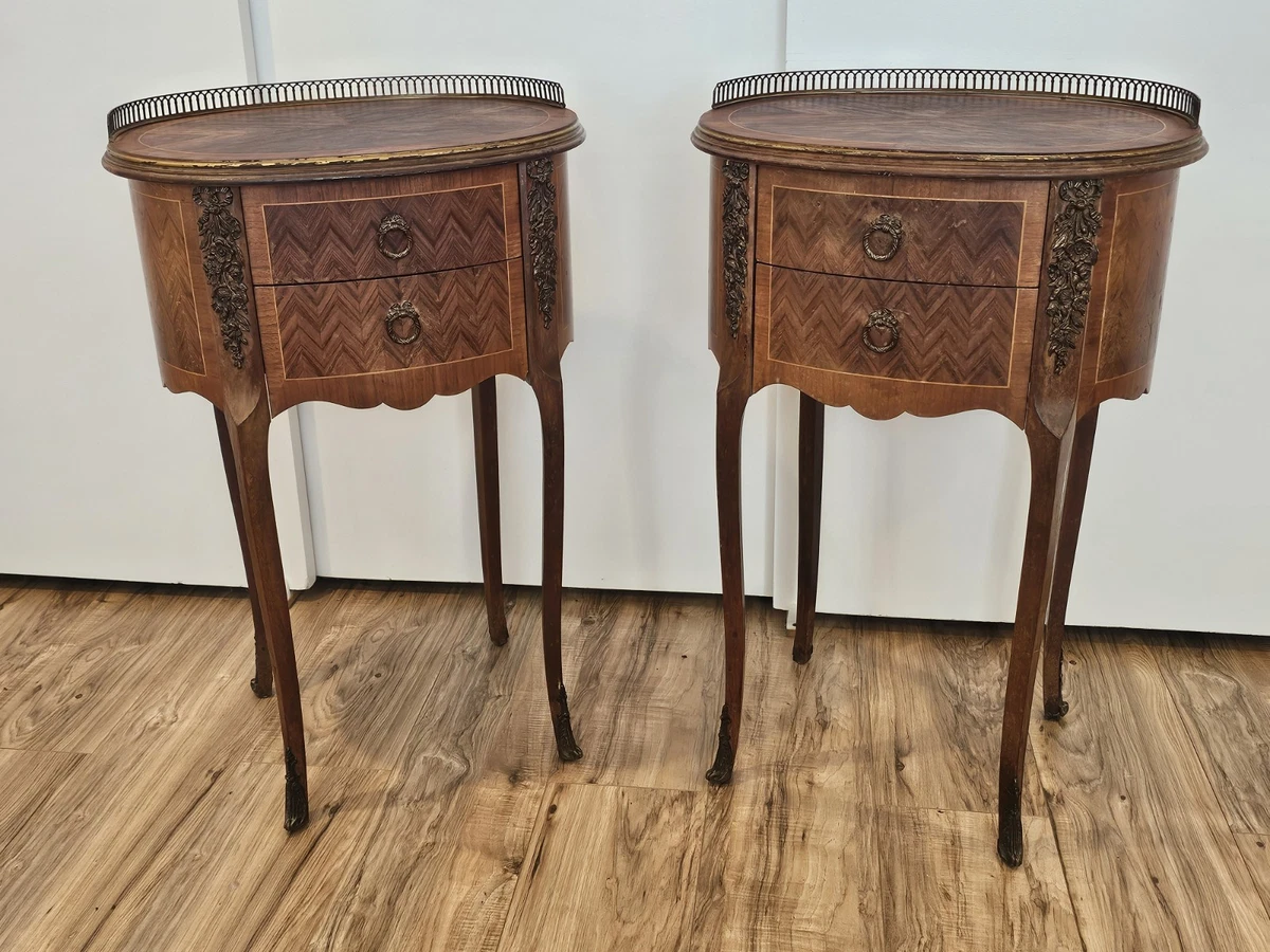 Antique Pair Of French Louis XV Nightstand Set-French Side Tables