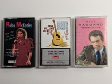 Country 3 Cassette Tape Lot - Reba McEntire, Merle Haggard, Hank Williams