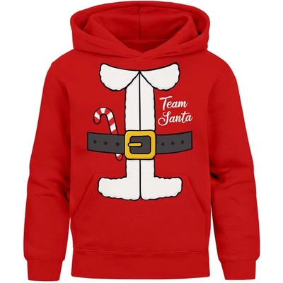 MOONWORKS Kinder Hoodie Weihnachtspullover Team Santa Claus Weihnachtsmann Design Jungen