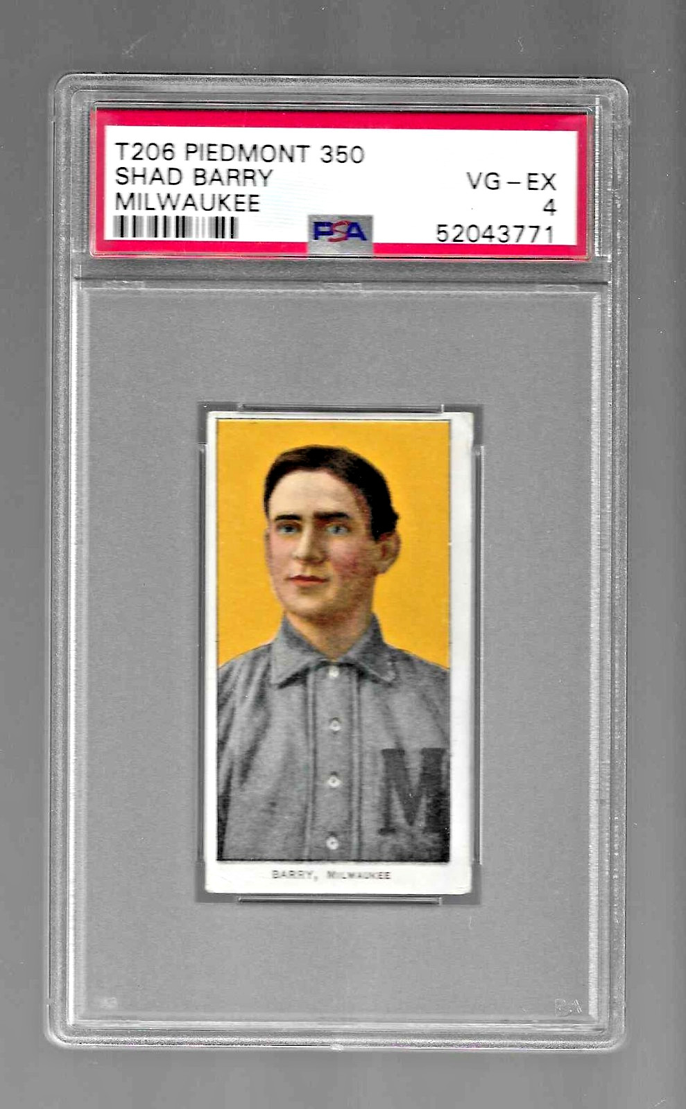 1909-1911 T206 PIEDMONT 350 TOBACCO BASEBALL CARD PSA 4 SHAD BARRY BREWERS