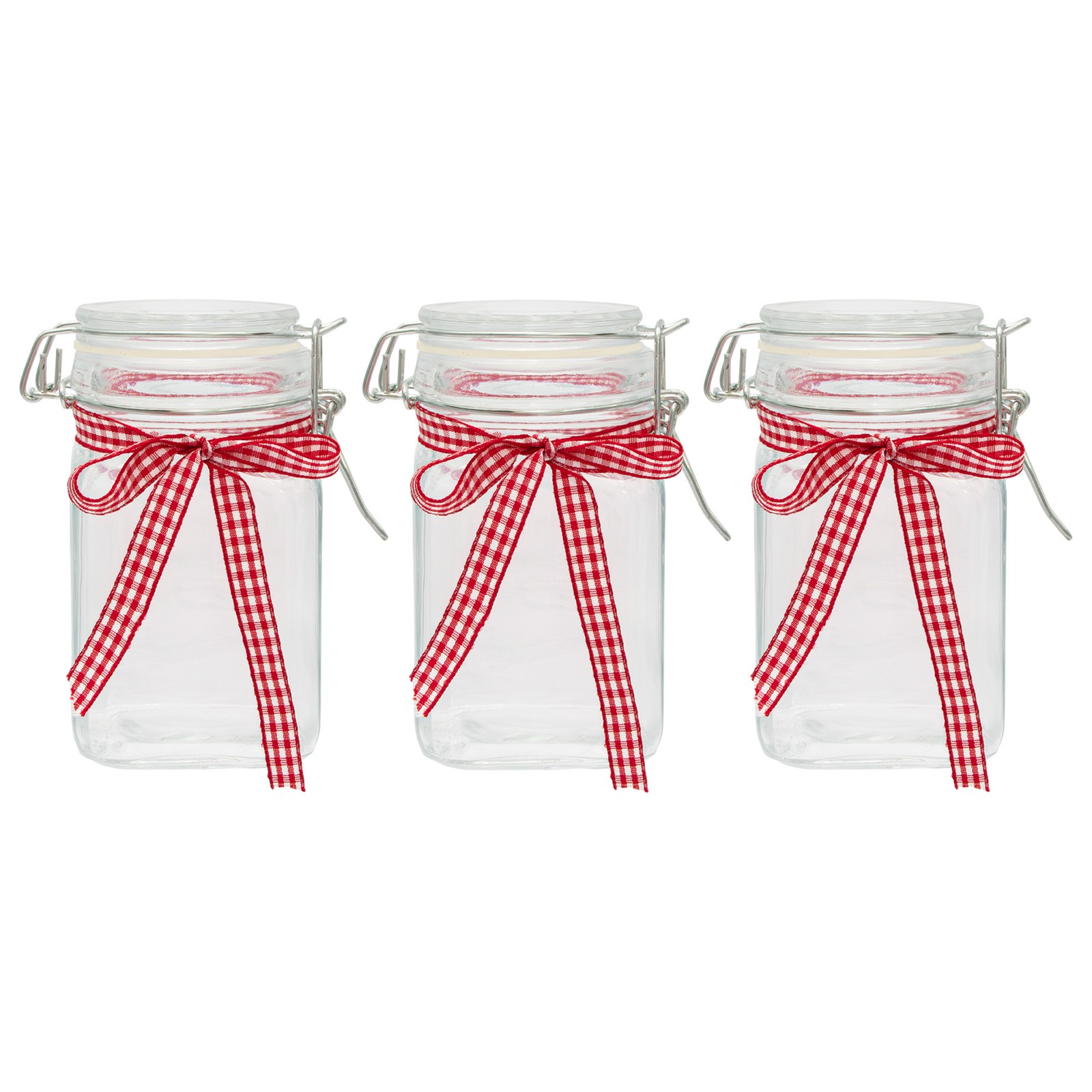 Clear Glass Decorative Mason Jar Storage Set with Square Clip Top 3 Pack 5090₽