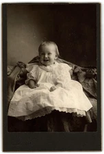 Cabinet Card Circa 1890s C. Carpenter Cute Baby In Dress Chicago