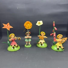 Hubrig & Blank Erzgebirge Flower Children Figurines Music Band Germany Folk Art