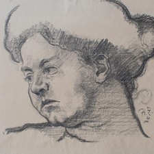 Fritz Zalisz Walter Woman Portrait Head Study Expressionism Sign Drawing 1920