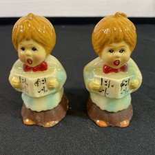 Vintage Choir Boy Candels  Set Of 2 Multi-colored Made In Hong Kong Christmas