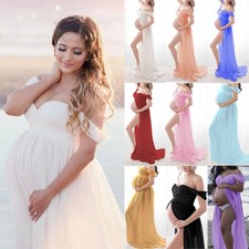 Pregnant Womenss Off Shoulder Maxi Dress Maternity Photo Shoot Photography Gown