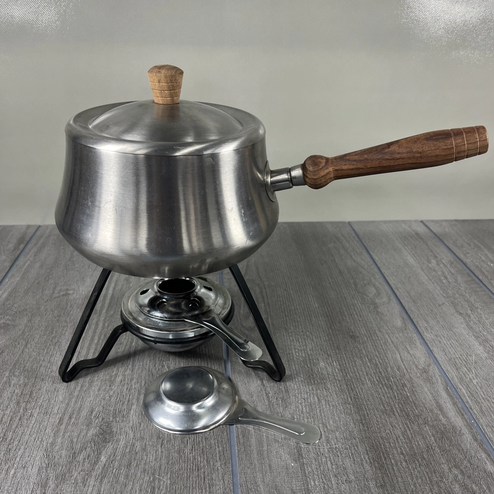 Fondue Set Burner, Stand Stainless Steel & Wood - JAPAN - VTG - MISSING FORKS
Opens in a new window