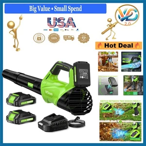 2026 Cordless Leaf Blower 2 Batteries Fast Charger 450CFM 150MPH Lightweight
