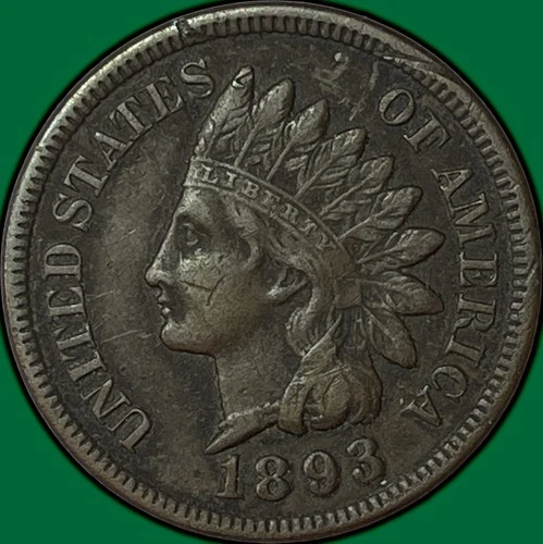 1893 Indian Head Cent Extremely Fine XF Coin, Corrosion #34542