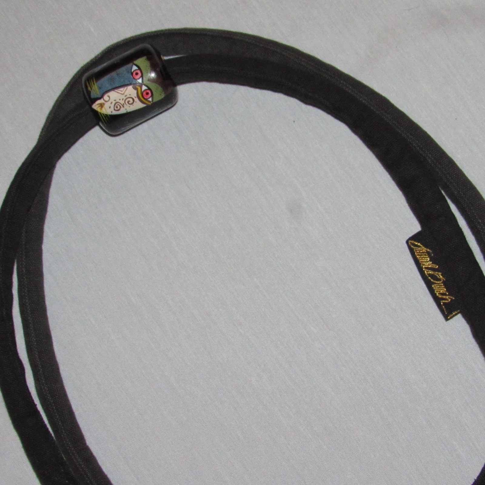 Laurel Burch Sun N Sand Black Canvas Zip Top Satchel Tote Bag Tribal Cats Kitty