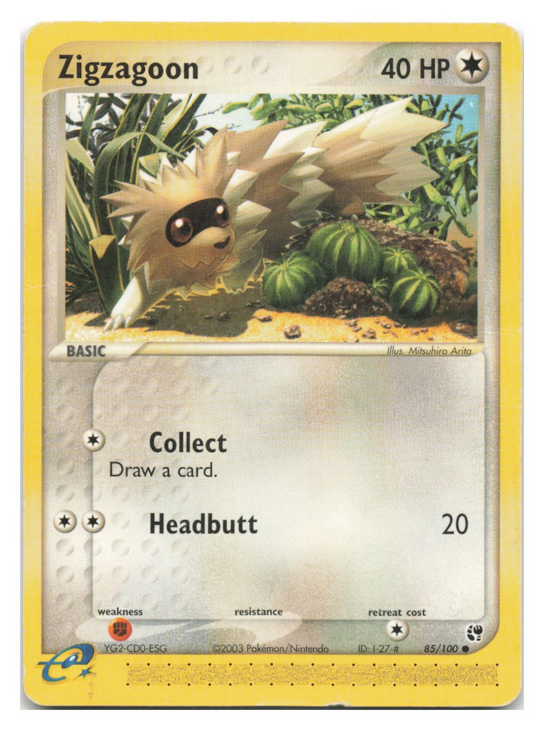 Zigzagoon 85/100 Common Sandstorm Pokemon 2003