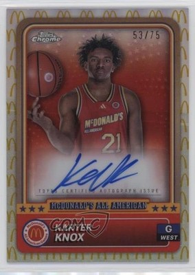 2024 Chrome McDonald's All American Logo Refractor 53/75 Karter Knox Auto 1oa9