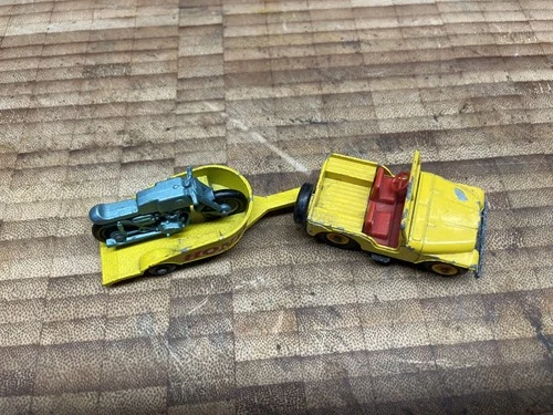 Vintage Matchbox Lesney No. 72 Jeep trailer & Honda bike