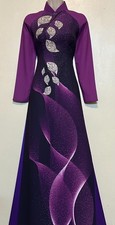Ao Dai L  a Cao C  p M  m R  Vietnamese Dress With Pant - Size : Small