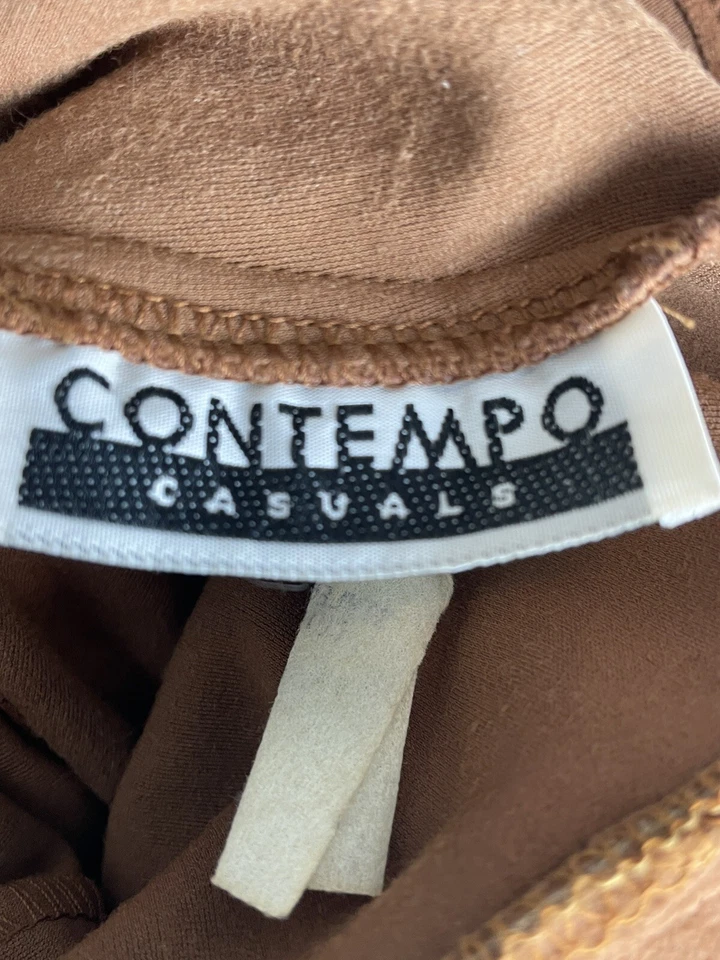 Vintage Romper Size Large Y2K 90s Brown Faux Suede Contempo Casuals Acetate - Image 4 of 4